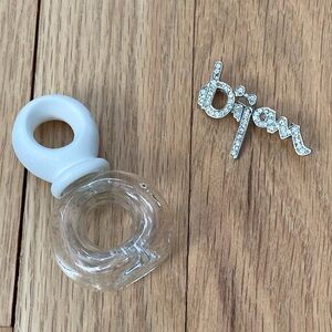 RARE VINTAGE bundle (2) Bijan (EMPTY) bottle and Rhinestone Brooch, 1986
